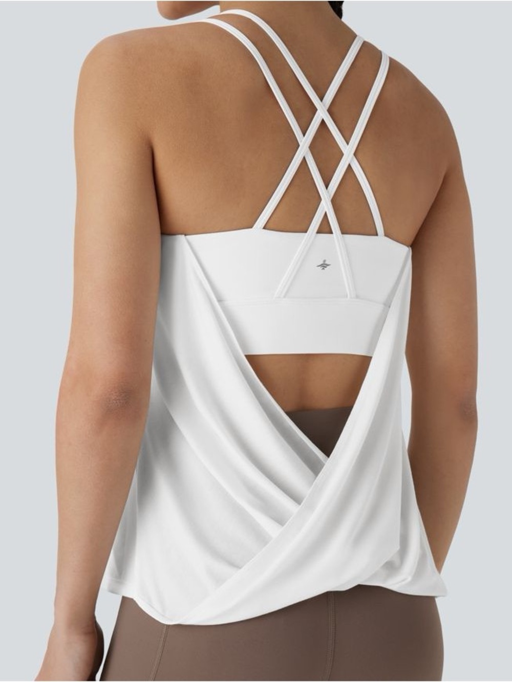 Halara M Double Straps Pleated Quick Dry Yoga Cami Top New with Tags White